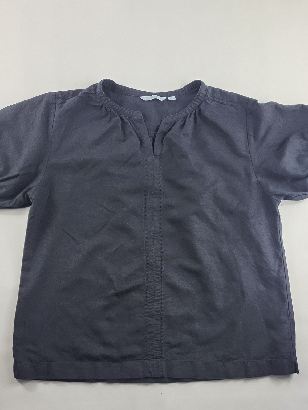 Uniqlo Black Women's Puff Sleeve Linen-Blend Shirt